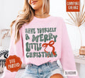 Merry Little Christmas Comfort Colors Long Sleeve T-Shirt, Cute Women's Holiday Tee Hoodie, Sweatshirt | ZylaModa.com