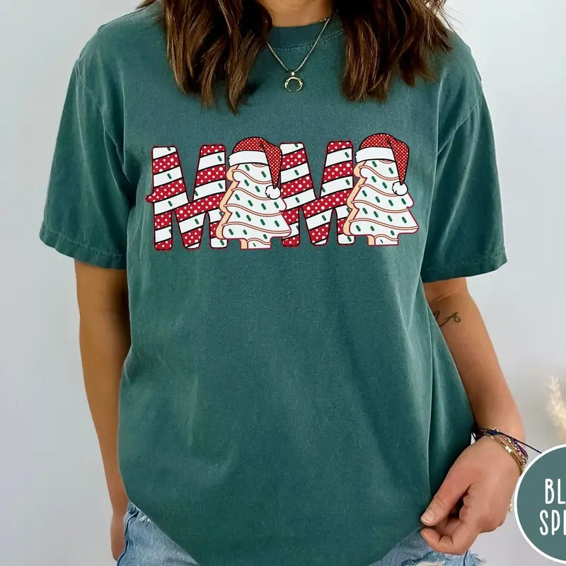 Merry Mama Shirt for New Moms - Xmas Pregnancy Announcement T-Shirt, Cute Winter Gift for Mom