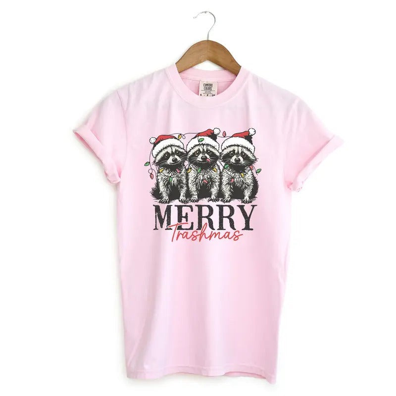 Merry Trashmas Holiday Shirt, Raccoon Vintage Comfort Colors T-Shirt Hoodie, Sweatshirt | ZylaModa.com