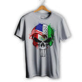Mexican American Flag Skull El Castigador Short Sleeve T-Shirt Casual Crewneck Hoodie, Sweatshirt | ZylaModa.com