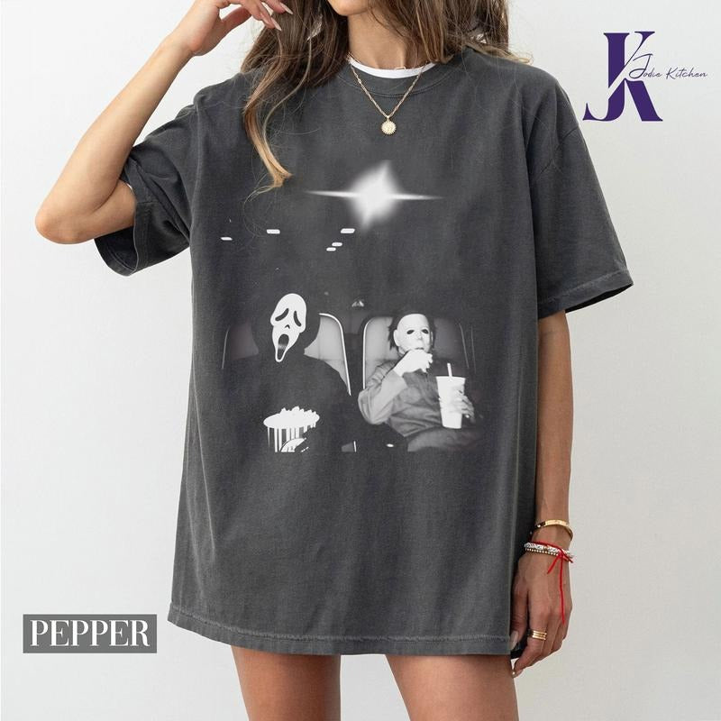 Michael Myers Shirt, Halloween Movie Shirt, Vintage Graphic Tee, The Ghost Face, Funny Halloween Shirt, Treat or Trick,...