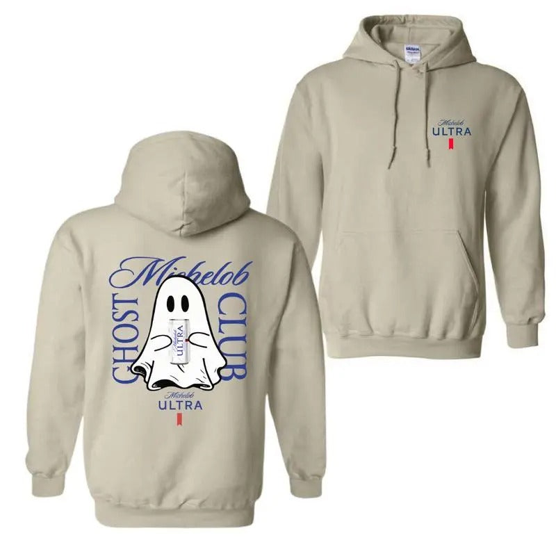 Michelob Ultra Cute Boo Ghost Halloween 2 Sided Hoodie, Michelob Ultra Halloween Hoodie For Men And Women, Halloween Cute...