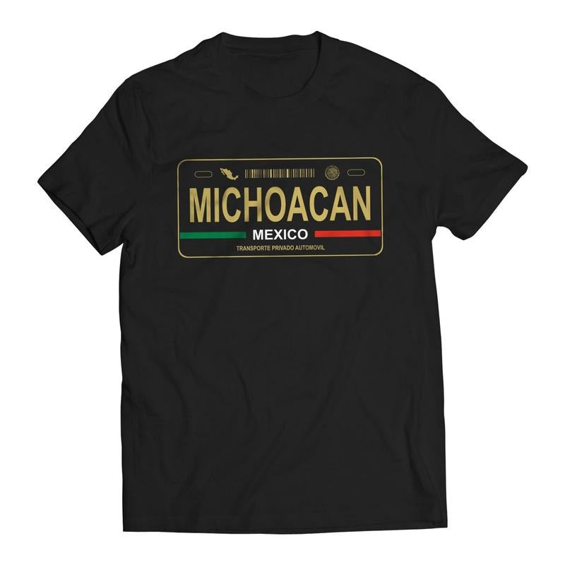 Michoacan Mexico License Plate T-Shirt - Playera con Placa de Carro Men's Graphic T-Shirt Hoodie, Sweatshirt | ZylaModa.com
