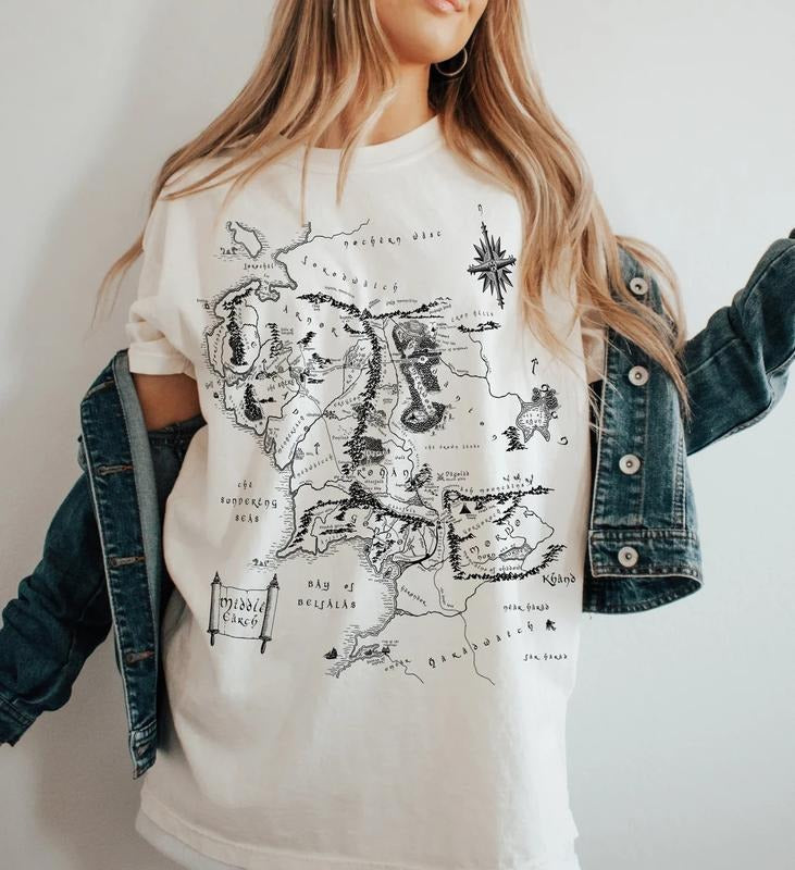 Middle Earth Map Tshirt Hoodie, Sweatshirt | ZylaModa.com