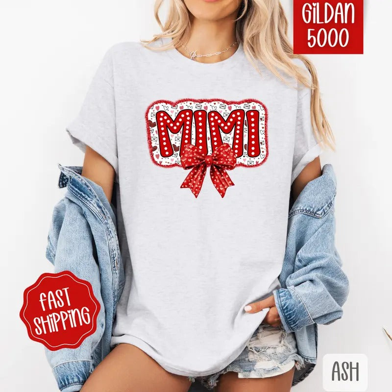 Mimi Valentine Shirt Gildan, Valentine's Day Women's Tee, Cute Women's Tshirt Plus Sizes Hoodie, Sweatshirt | ZylaModa.com