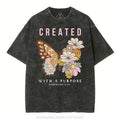 [ Mineral Wash ] Created With Purpose Christian Washed TShirt Jesus Graphic Washed Style Shirt Hoodie, Sweatshirt
