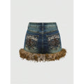 Mini Denim Skirt Fuzzy Zip Up Y2K Bodycon Jean Skirt with Pocket T-Shirts, Hoodie, Sweatshirt | ZylaModa.com