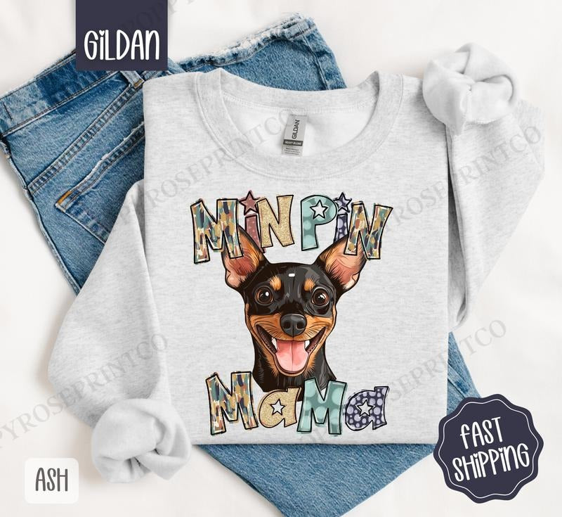 Miniature Pinscher Mama Sweatshirt, Dog Mama Women's Crewneck, Cute Mom Women's Sweatshirt T-Shirts, Hoodie | ZylaModa.com
