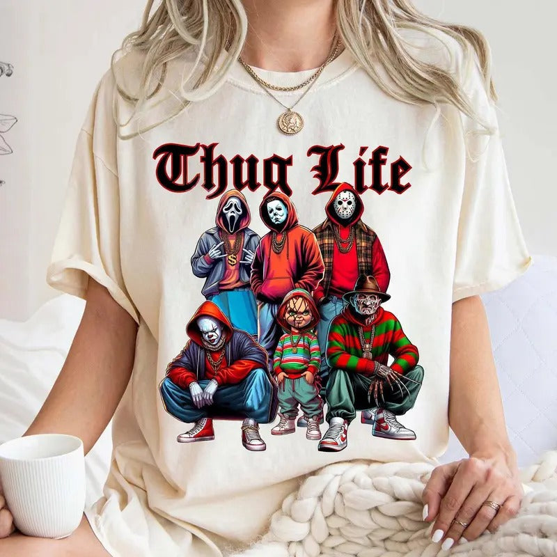 Modern Thug Life Horror Movie Shirt, Movie Killer Shirt, Scary Halloween Sweatshirt, Horror Friend Tee, Retro Halloween...