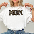 Mom Embroidered Leopard Applique Sweatshirt With Children Name  Mama Pullover with Baby Name Collar, Gift for Mom, Mom...