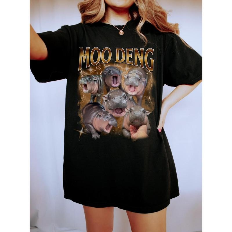 Moo Deng Bootleg Rap Shirt | Moo Deng Shirt, Vintage 90s Graphic Tee, Moo Deng Gift, Funny Bootleg Tee, Baggy Tshirt,...