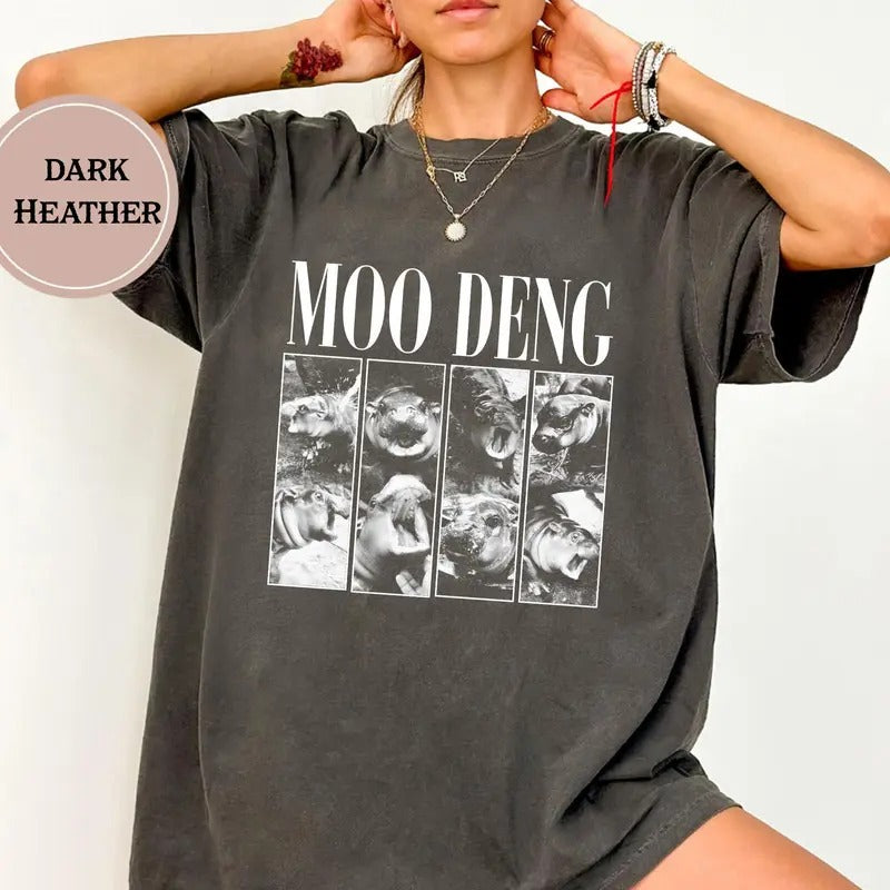 Moo Deng Shirt, Vintage Moo Deng Bootleg Rap Tee, I Love Moo Deng, Hippo Lover Shirt, Cute Baby Hippo Hoodie, Sweatshirt