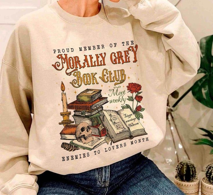 Morally Grey Book Club Crewneck, Bookish Romantasy Readers Design T-Shirts, Hoodie, Sweatshirt | ZylaModa.com