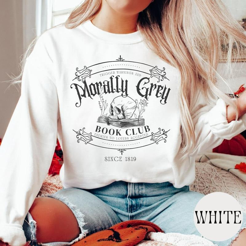Morally Grey Book Club Sweatshirt, Dark Romance Crewneck, Spooky Season Crewneck,  Bookish Shirt, Vintage Style Booktok...