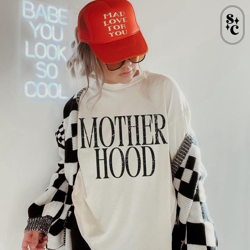 Mother Hood Shirt, Comfort Colors, Trendy Mama Tshirt, Mom Life Tee, Oversized Graphic Mom T-shirt, Motherhood T Shirt,...
