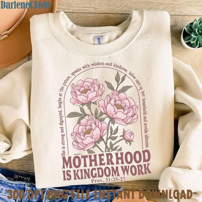 Motherhood Is Kingdom Work Shirt, Mother's Day Shirt, Christian Mom Shirt, Mother Gift, Retro Christian Mom Shirt, ...