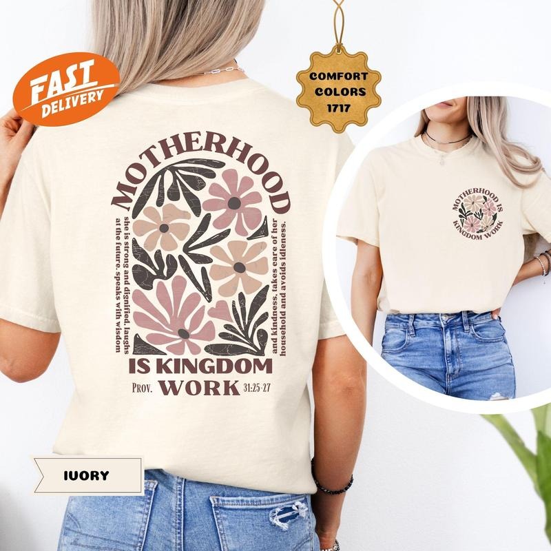 Motherhood Is Kingdom Work Shirt, Mothers Day Shirt, Christian Mom Shirt, Mother Gift, Retro Christian Mom Shirt Hoodie,...
