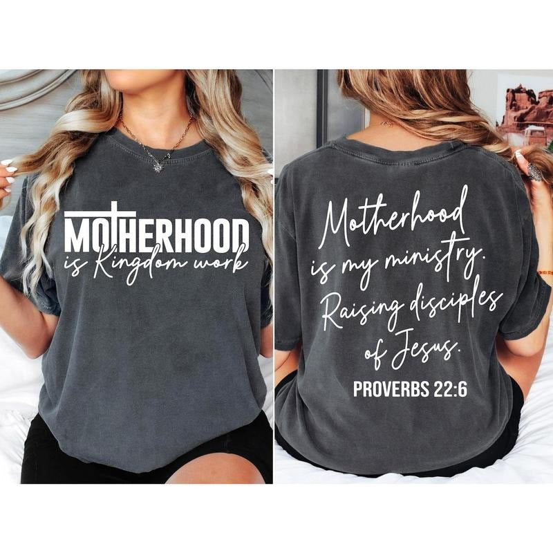 Motherhood is Kingdom Work Shirt, Christian Mom Shirt Bible Quote Shirt, Religious Shirt Hoodie, Sweatshirt | ZylaModa.com