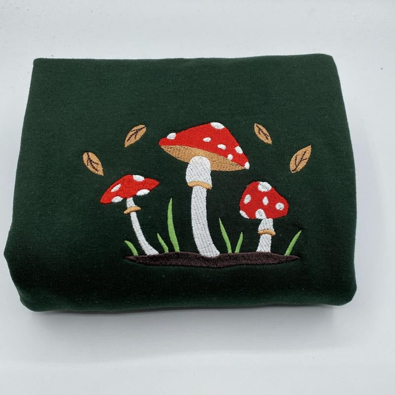 Mushroom Embroidered Sweatshirt - Embroidered Mushroom Sweater - Mushroom Lovers Gift T-Shirts, Hoodie | ZylaModa.com
