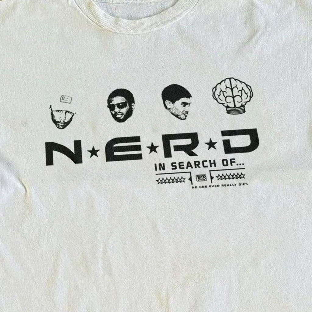 VINTAGE N.E.R.D 2002 'IN SEARCH OF' MERCH HEAVYWEIGHT WHITE T-SHIRT Hoodie, Sweatshirt | ZylaModa.com (Image 2)