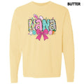 Nana Easter Coquette Long Sleeve Comfort Colors T-Shirt Hoodie, Sweatshirt | ZylaModa.com