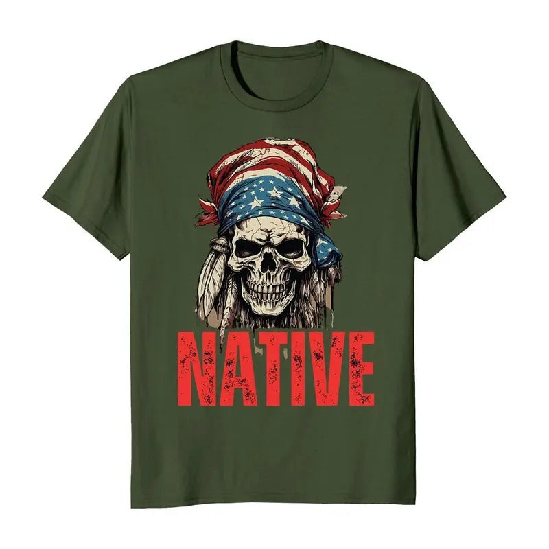 Native American Patriotic Skull Men's T-Shirt Hoodie, Sweatshirt | ZylaModa.com