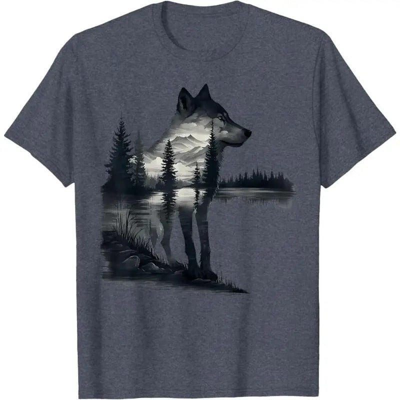 Nature Mountains Adventure Wolf Outdoor Wildlife Forest T-Shirt Hoodie, Sweatshirt | ZylaModa.com