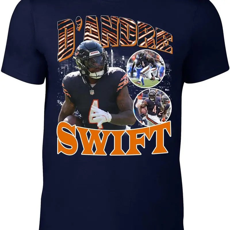 Navy Chicago D'Andre Swift Bootleg Style T-Shirt Hoodie, Sweatshirt | ZylaModa.com