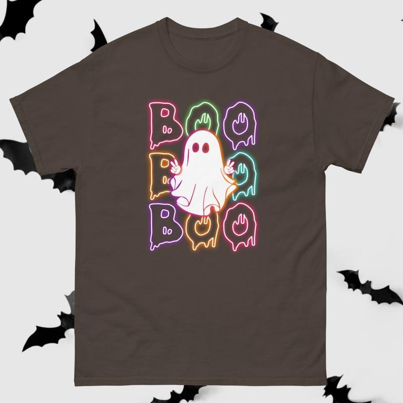 Neon Boo Gildan shirt, Halloween ghost Design, Unisex classic tee, Spooky tee Hoodie, Sweatshirt | ZylaModa.com