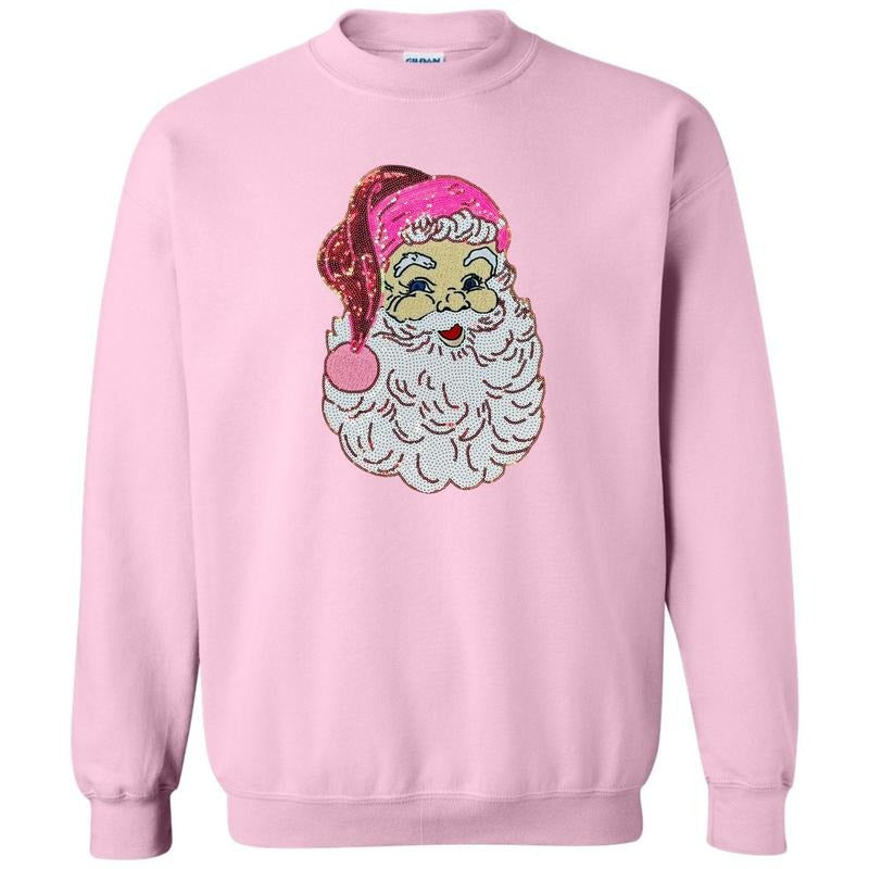 Neon Pink Santa Sequin Patch Sweatshirt T-Shirts, Hoodie | ZylaModa.com