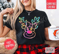 Neon Reindeer Shirt Comfort Colors, Trendy Women's Christmas Tshirt Hoodie, Sweatshirt | ZylaModa.com