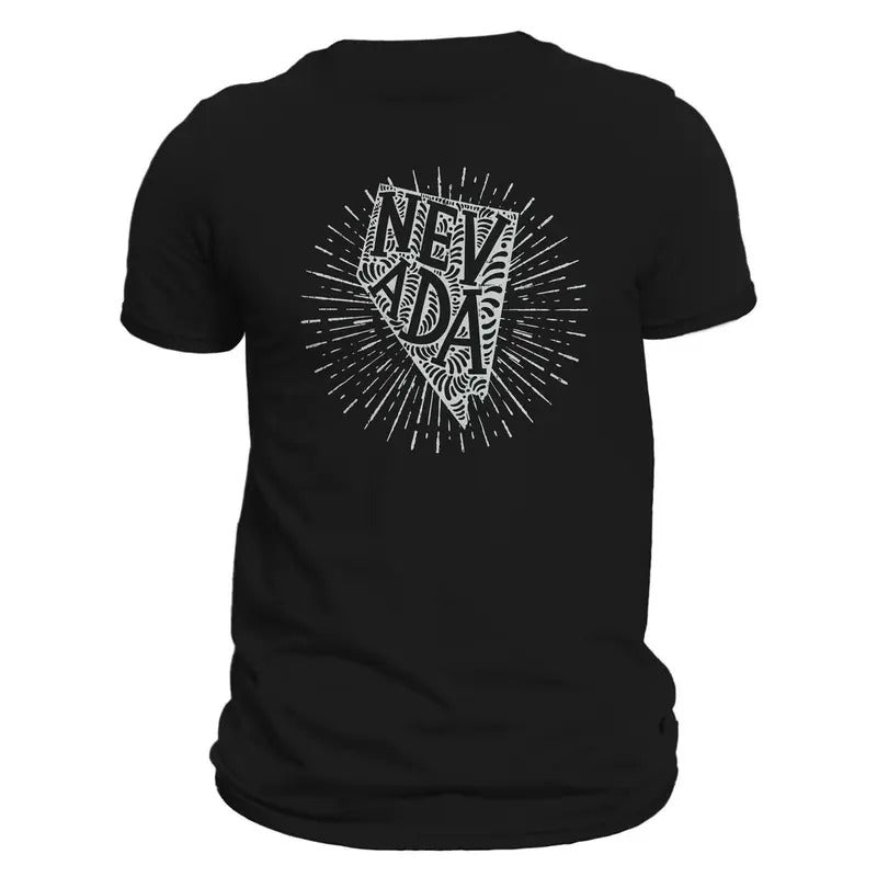 Nevada State Men's T-Shirt Casual Crewneck Cotton Black with Unique Graphic Design Hoodie, Sweatshirt | ZylaModa.com