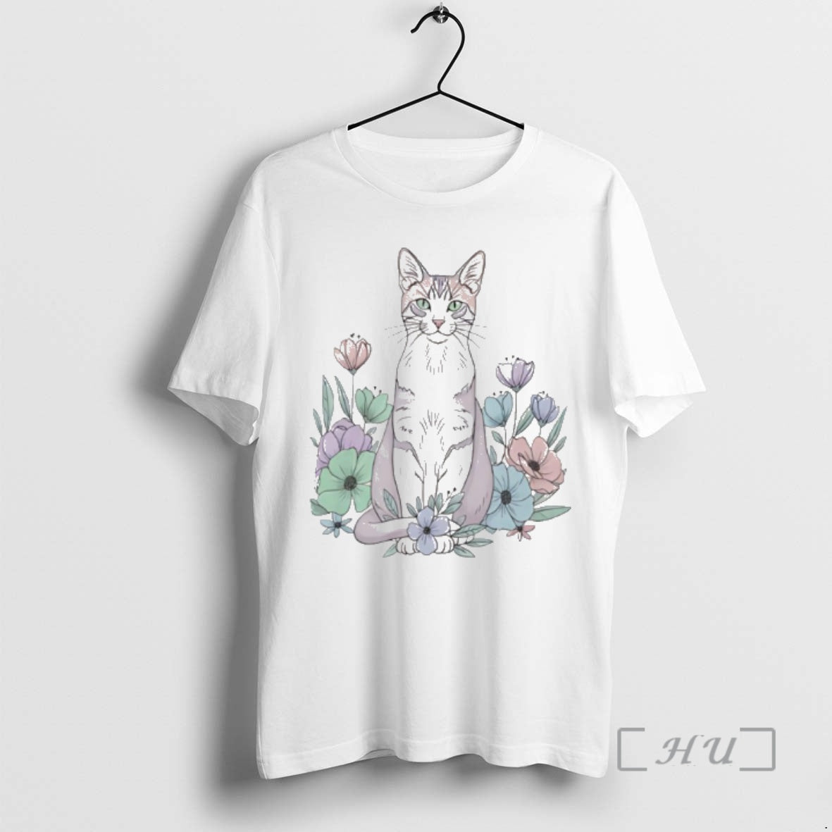 New Cute Sitting Cat In Floral Garden Watercolor T-Shirts, Hoodie, Sweatshirt | ZylaModa.com
