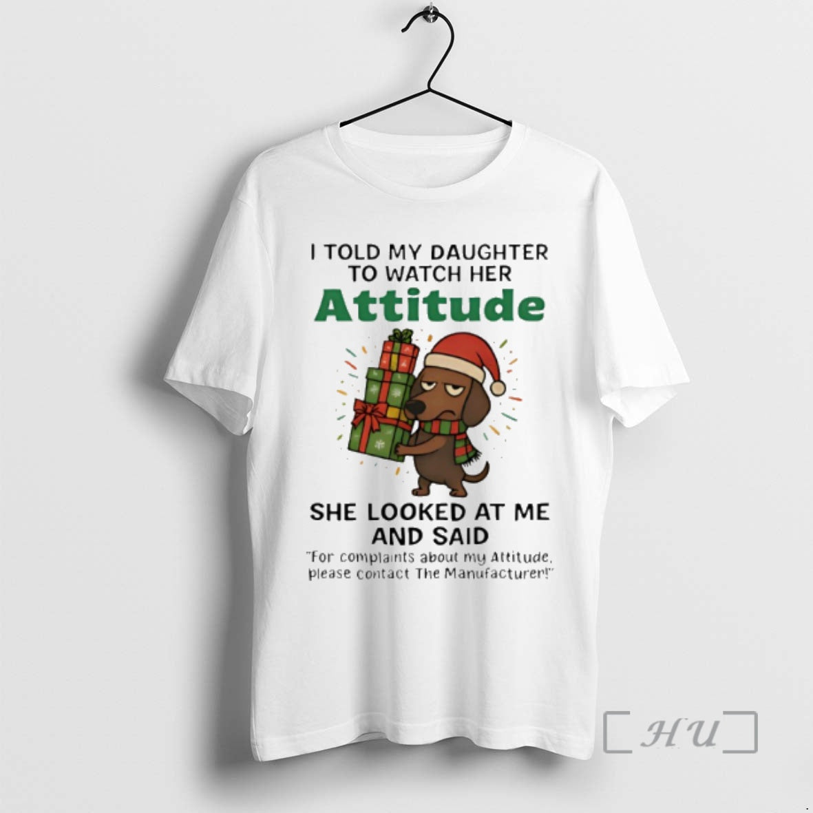 New Dachshund I Told My Daughter To Watch Her Attitude Christmas Premium T Shirts Sweater Hoodie, Sweatshirt | ZylaModa.com