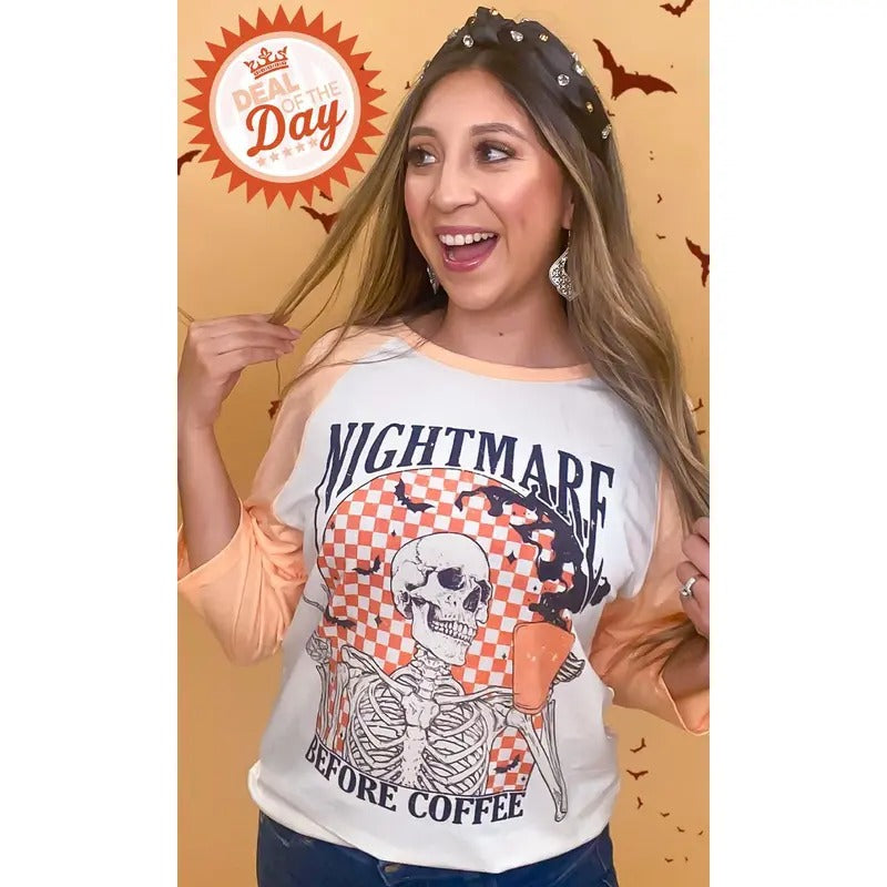 Nightmare Before Coffee Graphic Raglan T-Shirts, Hoodie, Sweatshirt | ZylaModa.com