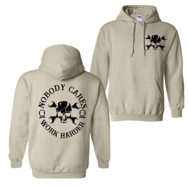 Nobody Cares Work Harder Hoodie, Sweatshirt, T-Shirt, Men's Skull & Letter Print Drop  Hoodie | ZylaModa.com