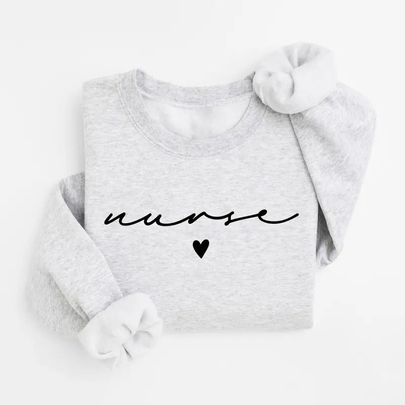 Nurse Sweatshirt, Basic Nurse Heart Sweater, Nurse Crewneck, Nurse Shirt, Nurse Gifts, Cute ER RN Nurse Sweatshirt, New...
