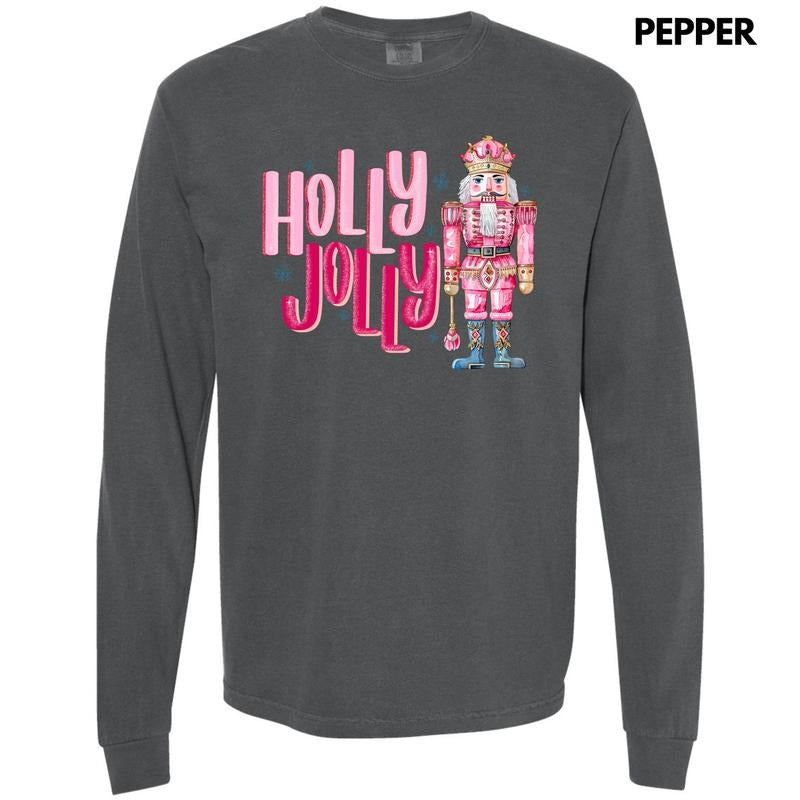 Nutcracker Holly Jolly Long Sleeve Comfort Colors T-Shirt 'NLB' Hoodie, Sweatshirt | ZylaModa.com