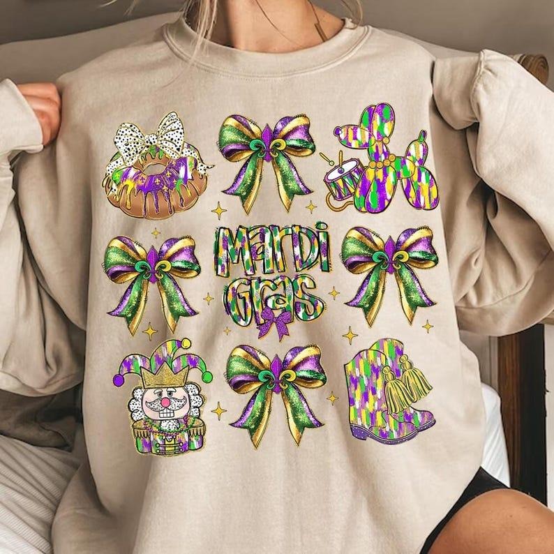 Nutcracker Mardi Gras sweatshirt-hoodie-tshirt, Glitter Mardi Gras Coquette Bow tshirt, Louisiana Festival sweatshirt,...