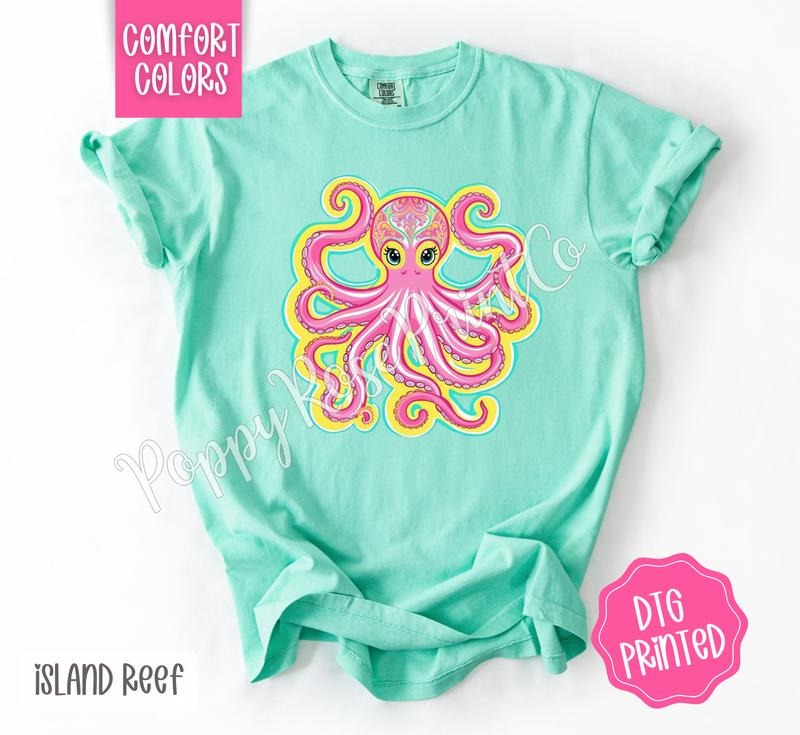 Octopus Comfort Colors Shirt, Cute Summer Tshirt, Trendy Women's Tee, Gift for Her Hoodie, Sweatshirt | ZylaModa.com