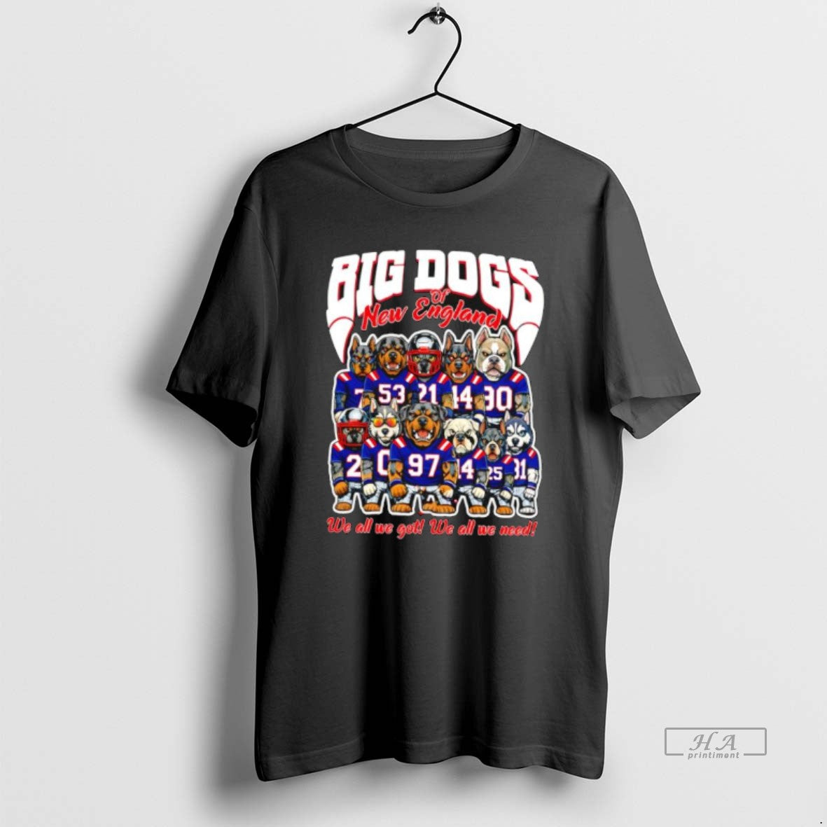 Official Big Dogs Of New England We All We Got We All We Need T-Shirts, Hoodie, Sweatshirt | ZylaModa.com