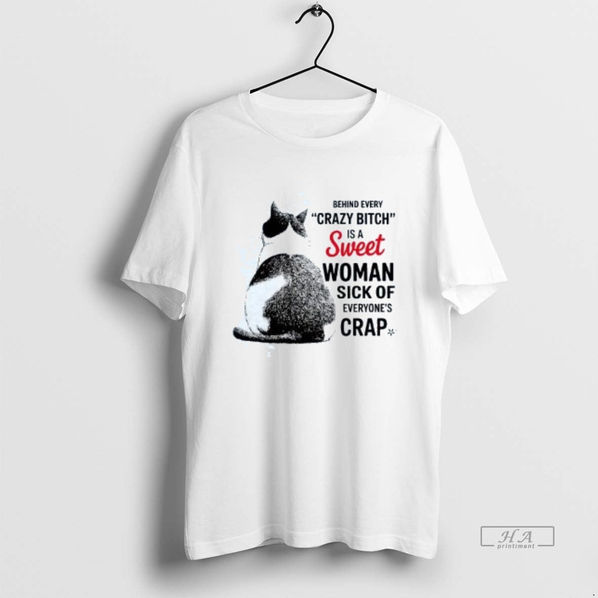 Official Cat Behind Every Crazy Bitch Is A Sweet Woman T-Shirts, Hoodie, Sweatshirt | ZylaModa.com