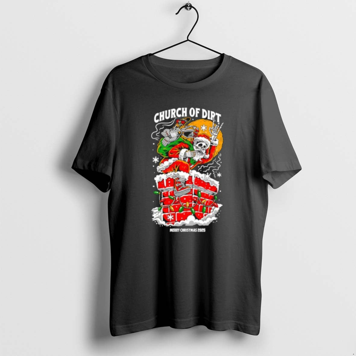 Official Church Of Dirt Skeletal Santa Claus Merry Christmas 2025 T-Shirts, Hoodie, Sweatshirt | ZylaModa.com