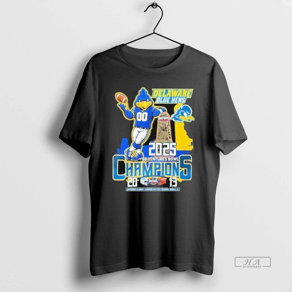 Official Delaware Fightin Blue Hens 68 Ventures Bowl Champions 2025 Mascot T-Shirts, Hoodie, Sweatshirt | ZylaModa.com