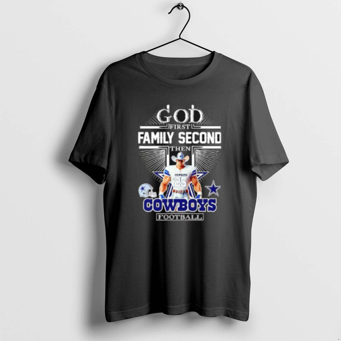 Official God First Family Second Then Dallas Cowboys Football Mascot 2025 T-Shirts, Hoodie, Sweatshirt | ZylaModa.com