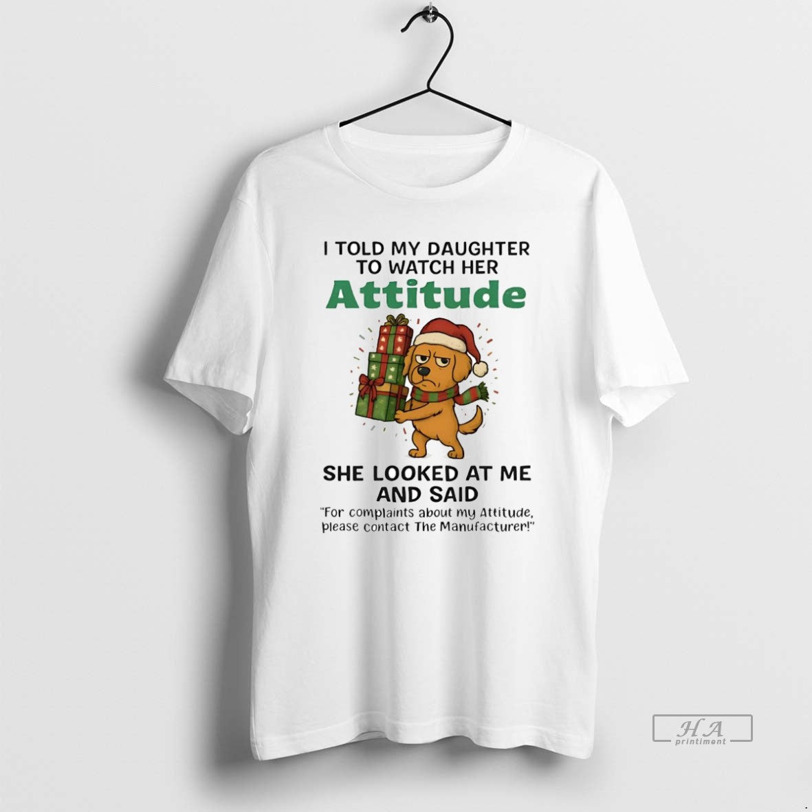 Official Golden Retriever I Told My Daughter To Watch Her Attitude Christmas T-Shirts, Hoodie, Sweatshirt | ZylaModa.com