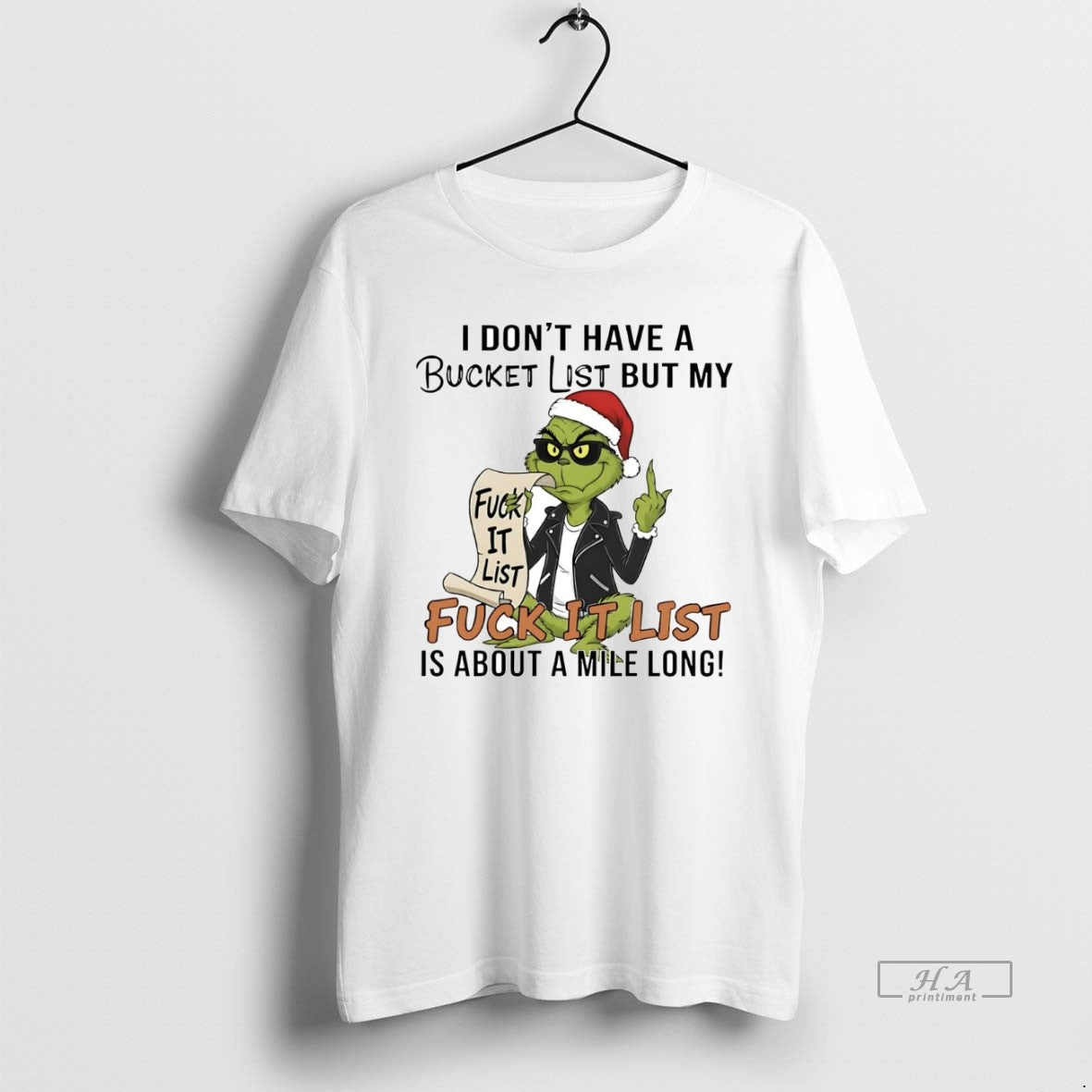 Official Grinch I Dont Have A Bucket List But My Fuck It List Christmas T-Shirts, Hoodie, Sweatshirt | ZylaModa.com