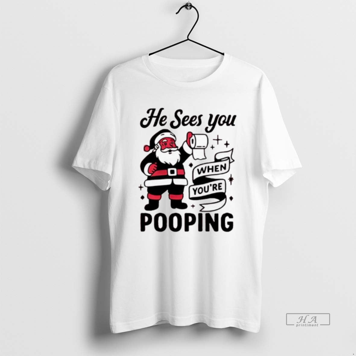 Official He Sees You When Youre Pooping Christmas Santa Claus T-Shirts, Hoodie, Sweatshirt | ZylaModa.com