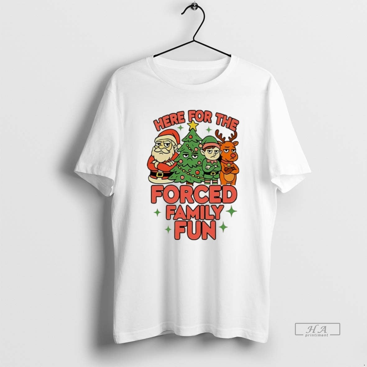 Official Here For The Forced Family Santa Elf Reindeer Christmas Christmas T-Shirts, Hoodie, Sweatshirt | ZylaModa.com