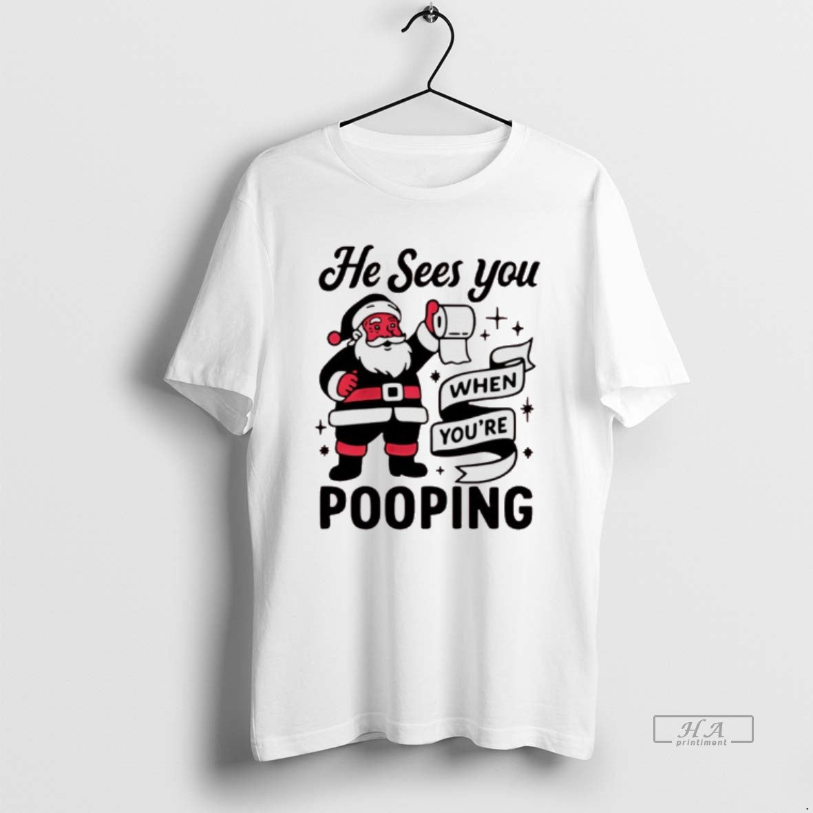 Official Santa Claus He Sees You When Youre Pooping Christmas T-Shirts, Hoodie, Sweatshirt | ZylaModa.com